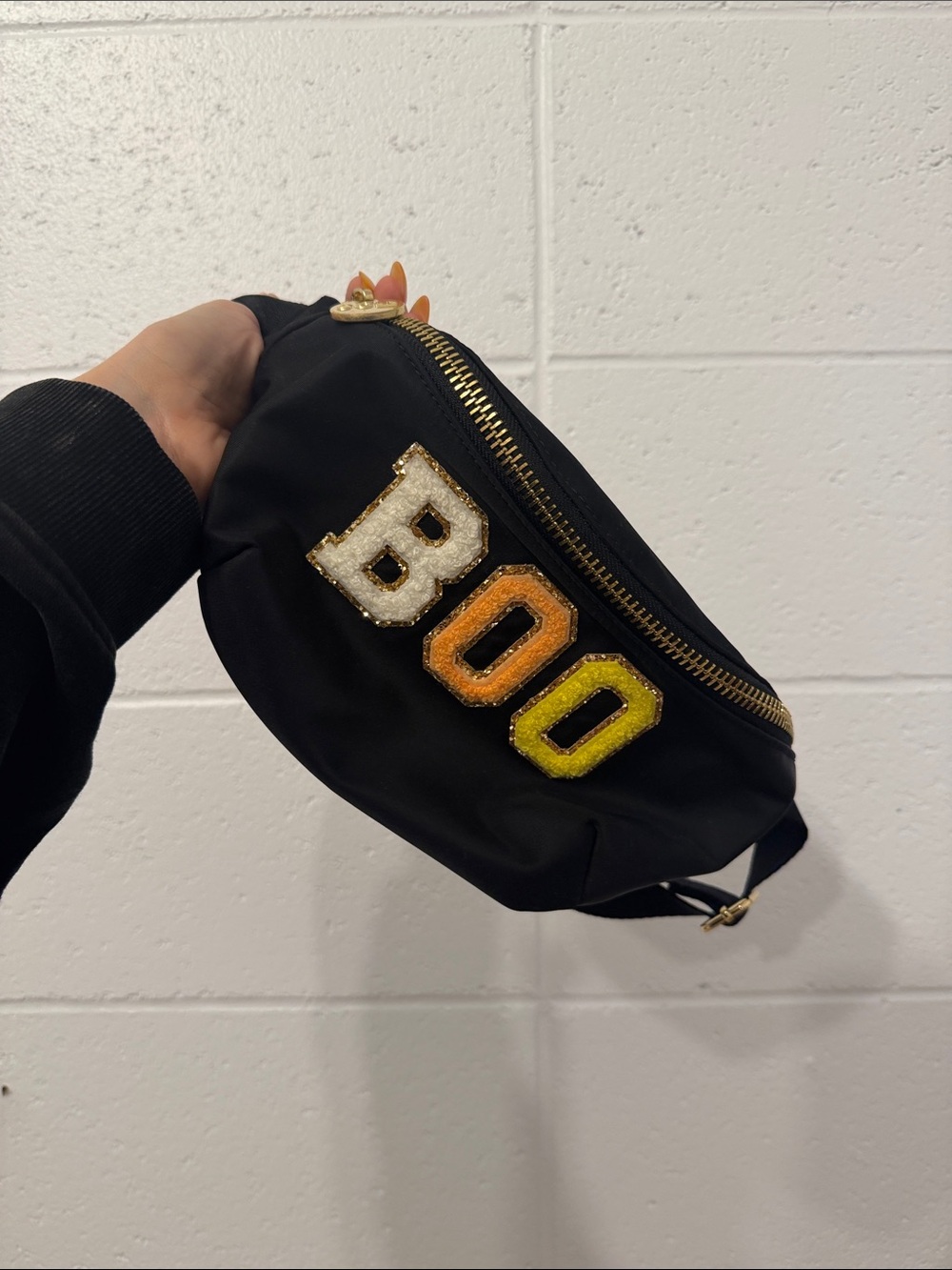 STONEY CLOVER LANE Black 'BOO' Patched Fanny pack